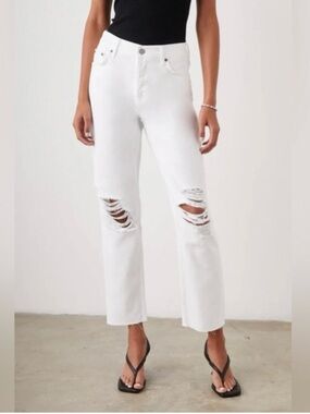 NWT Rails The Atwater Blanche Distress White Straight Jeans, Size 27